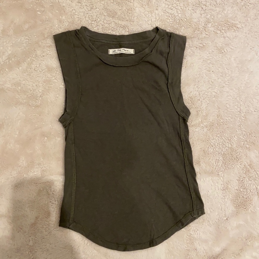 Olive green free people we the free tank top